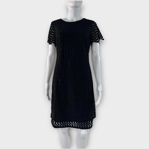 Tommy Hilfiger Women’s Lace Sheath Short Sleeve Mini Dress Black Size 4 Small - Picture 4 of 15